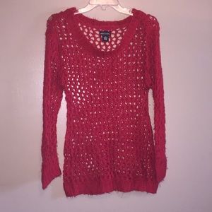 Wet Seal Red Keyhole Knit Sweater Size M